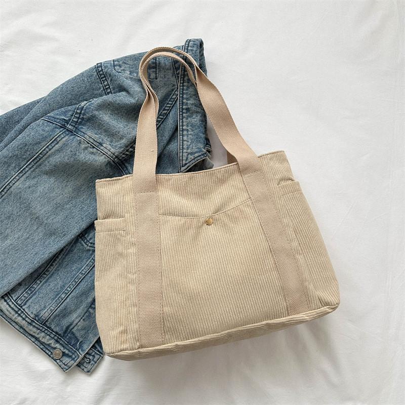 Large Capacity Canvas Tote Bag For Women Stylish Handbag With Multiple Pockets For School And Work