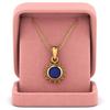 Blue Sapphire Round Solitaire Pendant - 925 Sterling Silver
