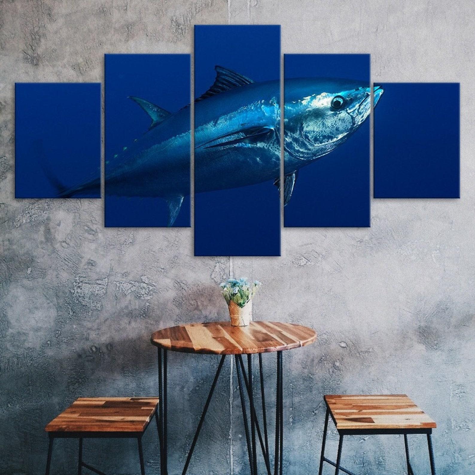 

Big Bluefin Tuna Fish Atlantic 5 Piece Five Panel Wall Canvas Print Modern Art Poster Picture Home Decor Gift For Him Her 20X35 20X45 20X55CM