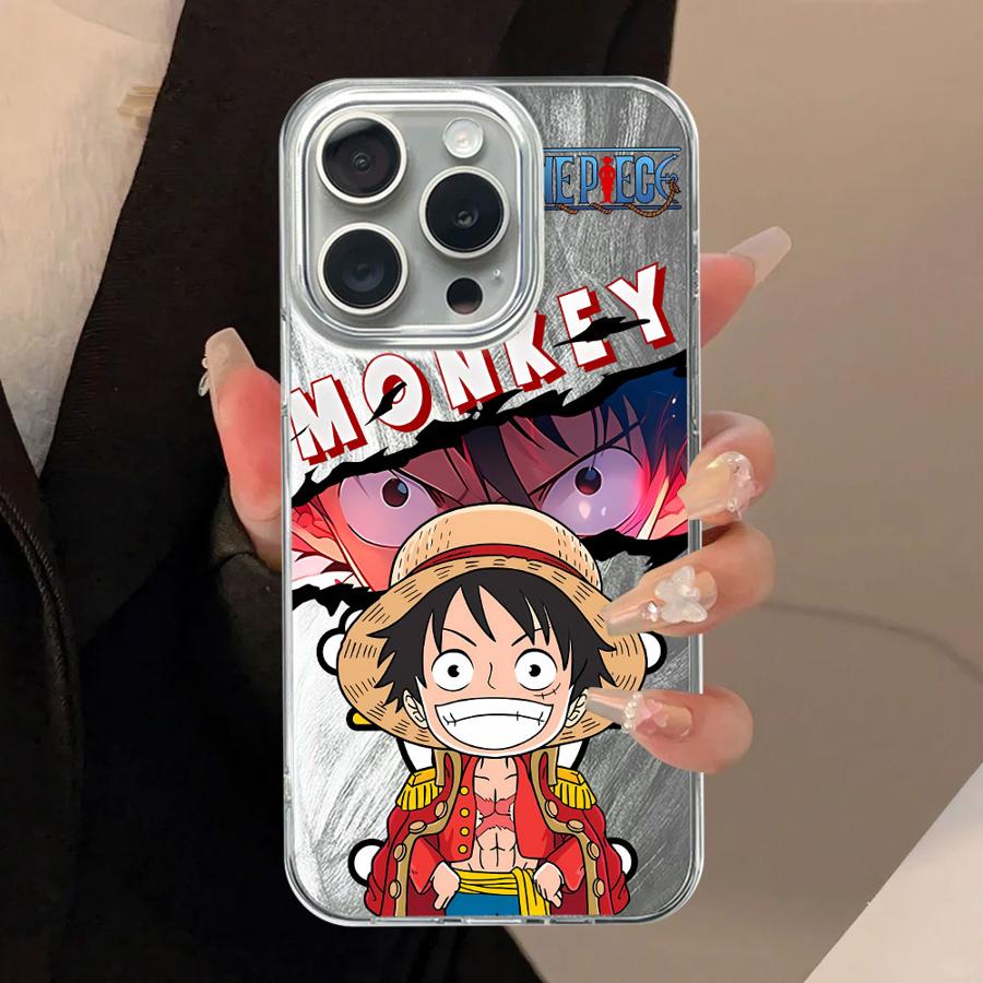 Black Soft Shell Phone Case for iPhone 16e 16 Pro Max 14 15 12 11 17 Air 14 Plus 13 Pro Cute Anime Ones Pieces Luffy