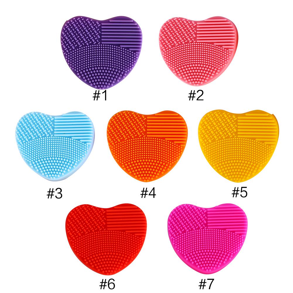 7Colors Makeup Brush Cleaner Silicone Heart Glove Cleaning Cosmetic Board Washing Scrubber