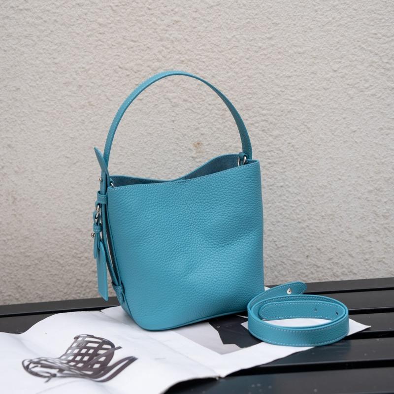 Bolsa Balde de Couro de Vaca Couro Genuíno Bolsa Feminina Bolsa Feminina de Ombro Único Axilar Bolsa Casual de Ombro Único