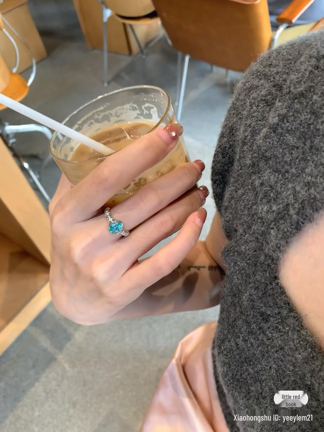 

Аквамарин Параиба Мальдивский синий Роскошное кольцо-мизинец для женщин 2024 Adjustable