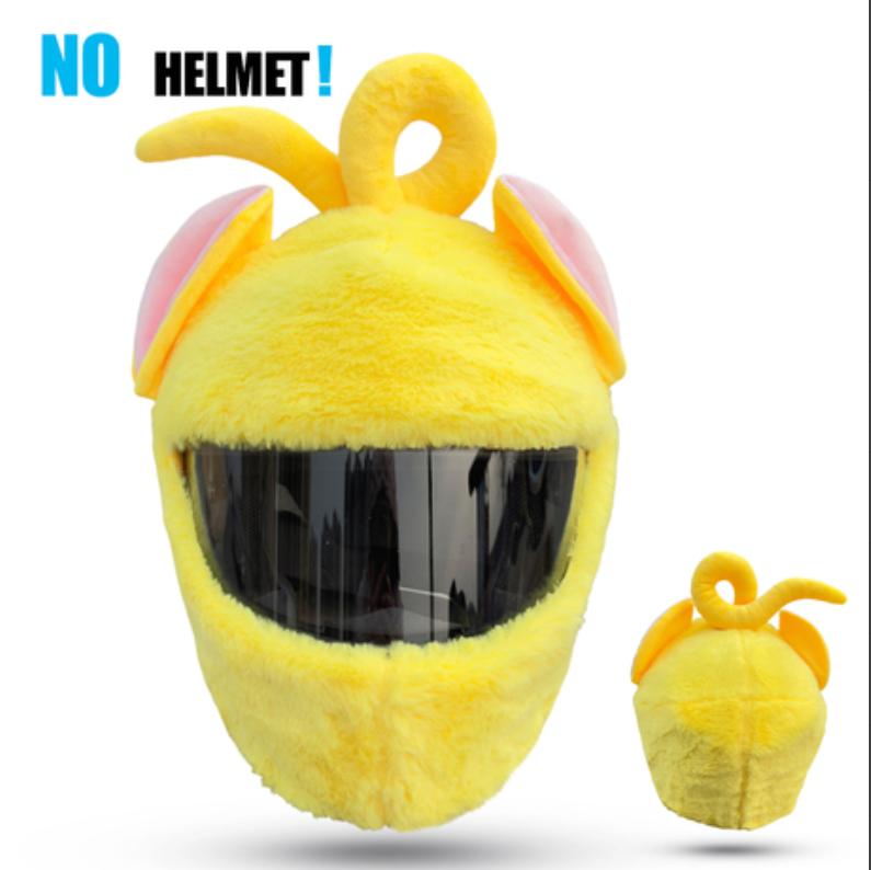 Cartoon Konijn Pluche Motorhelmhoes Pluizige Grappige Hoofdbedekking Stofbescherming Helm Accessoire