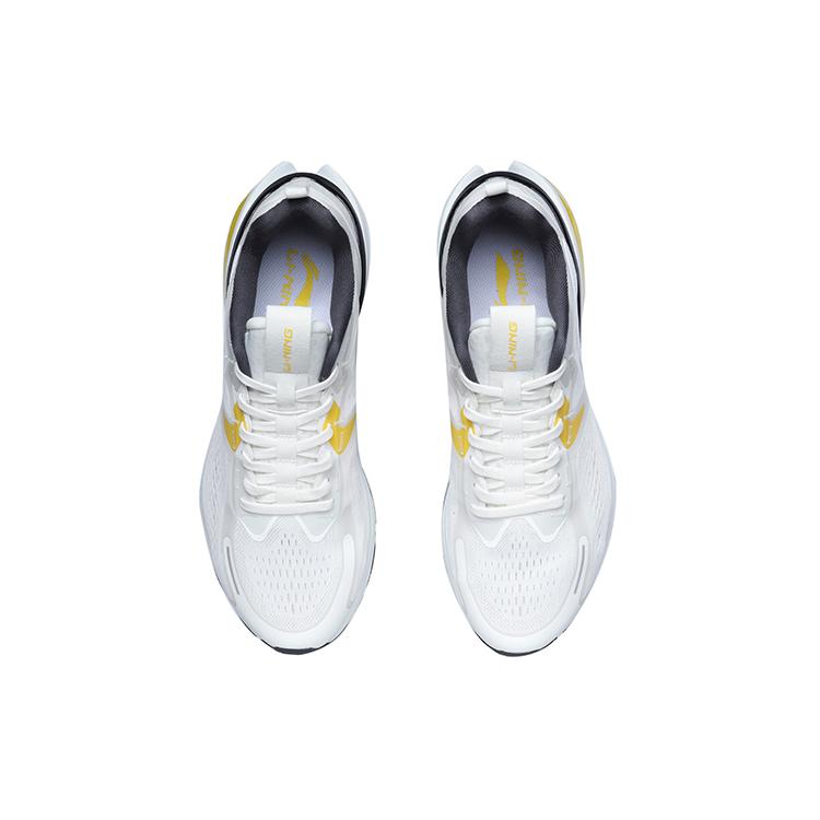 Li Ning Cushioning Slip Resistant Abrasion Resistant Low top Running Shoes Unisex Gray Yellow ARHR049-1