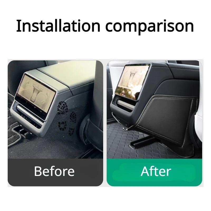 Rear Air Vent Anti Kick Protector Cover For Tesla Model 3 Highland Model Y Juniper 2026 PU Leather Pad Sticker Car Accessories