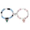 European & American Glass Bead Cat Couple Magnetic Elastic Bracelet