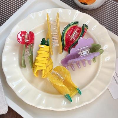 Hair Barrettes Fruit Shape Hair Claw Clips Set Watermelon Strawberry Avocado Accessories Fun Novelty Hair Jewelry For Girls
