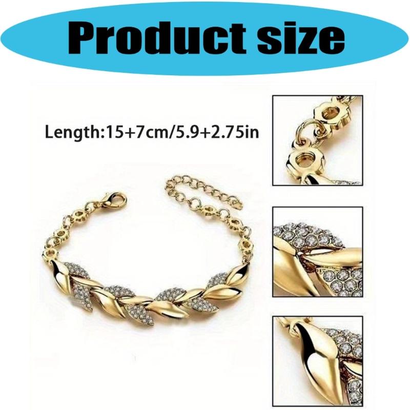 Classical Gold Silver Leaf Design Wrist Chain Alloy Bracelet Comfortable Wrist Bangle Jewelry for Various Occasions