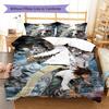 Anime Death Note Pattern Bedding Set Quilt Cover Pillowcase Home Decor Gift (1 * duvet cover + 2 * pillowcase, without core)