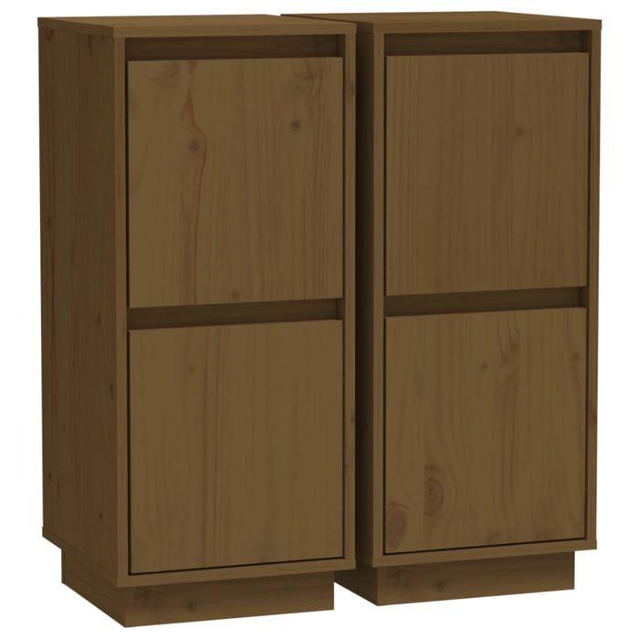 VidaXL Buffets 2 pcs Marron miel 31,5x34x75 cm Bois massif de pin