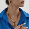 3-Piece Vintage Metal Irregular Imitation Pearl Beaded Women'S Necklace Earrings Ring Jewelry Set