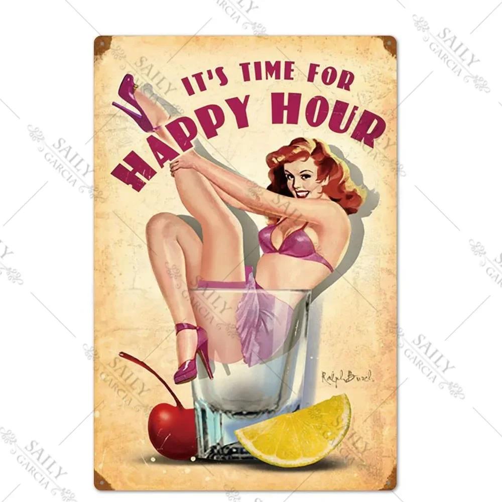 Vintage Surfing Girls Metal Sign Posters for Home Decor Fashion Art Wall Mural Bar Pub Sign Decor Metal Plate