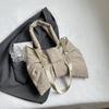 Nylon Puffer Shoulder Bag Women Bowknot Tote Bag Adjustable Strap Female Handbags Purse Causal Crossbody Messenger Bag