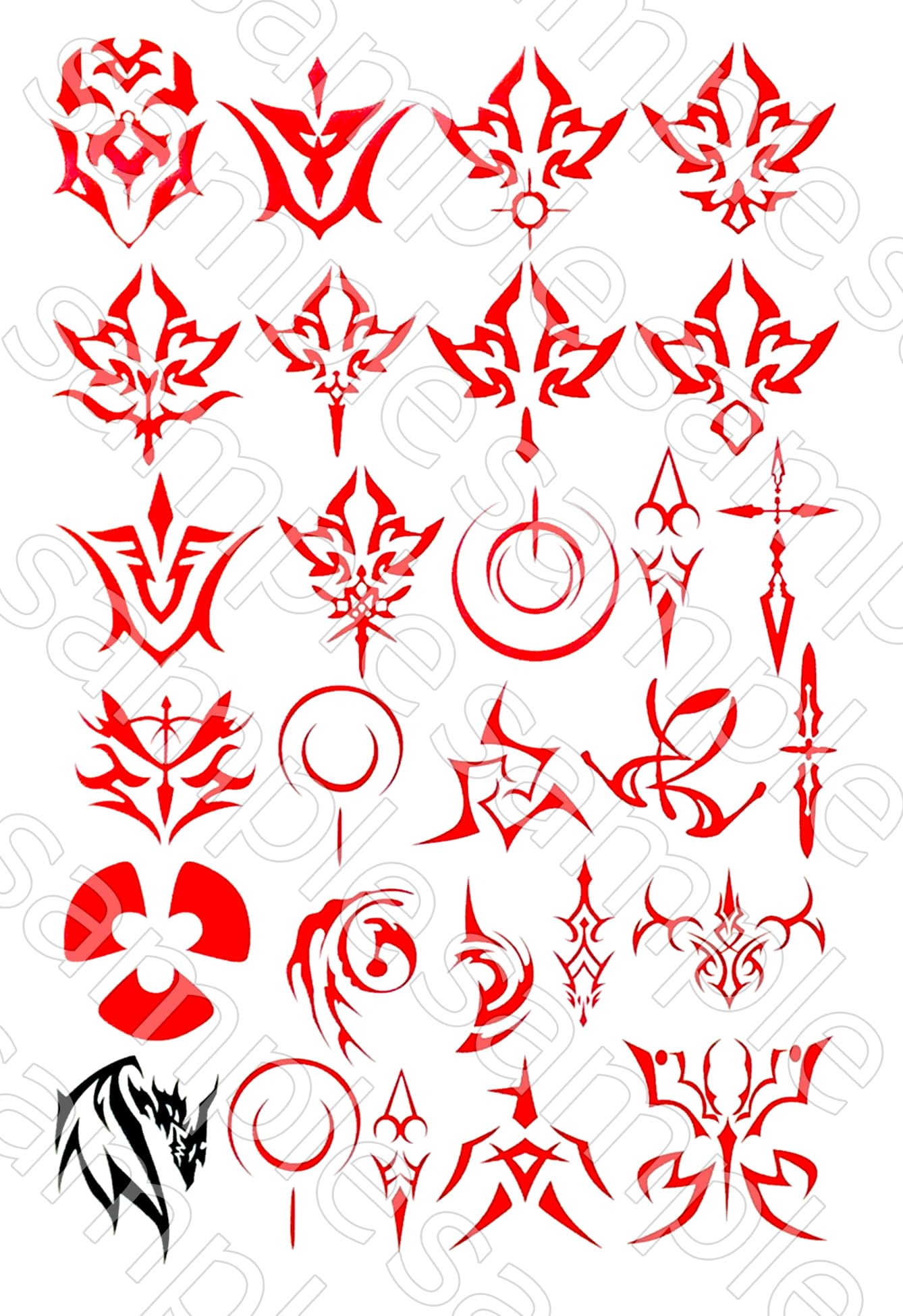 

Command Seal Tattoo Stickers Cosplay Body Paint Order Zero Stay Night Set A4 Fate/Grand