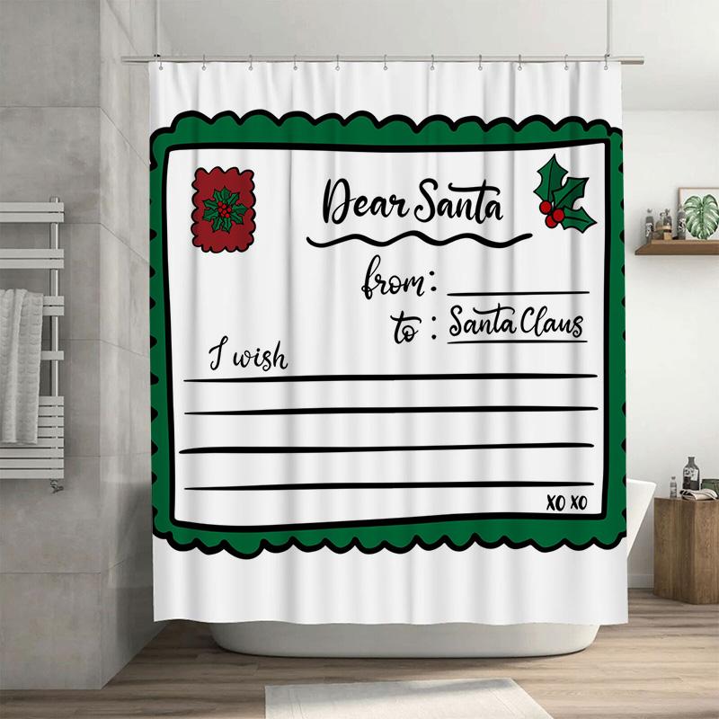 

Tu Shower Curtain Christmas Santa Claus Holiday Festive Bathroom Decor Waterproof Holiday Gift Xmas Pattern Shower Liner W60H190(CM)-1 Pcs