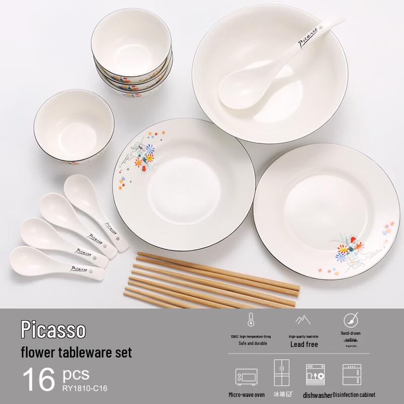 Picasso 'Kwiat Przyjaźni' 16-elementowy zestaw naczyń ceramicznych