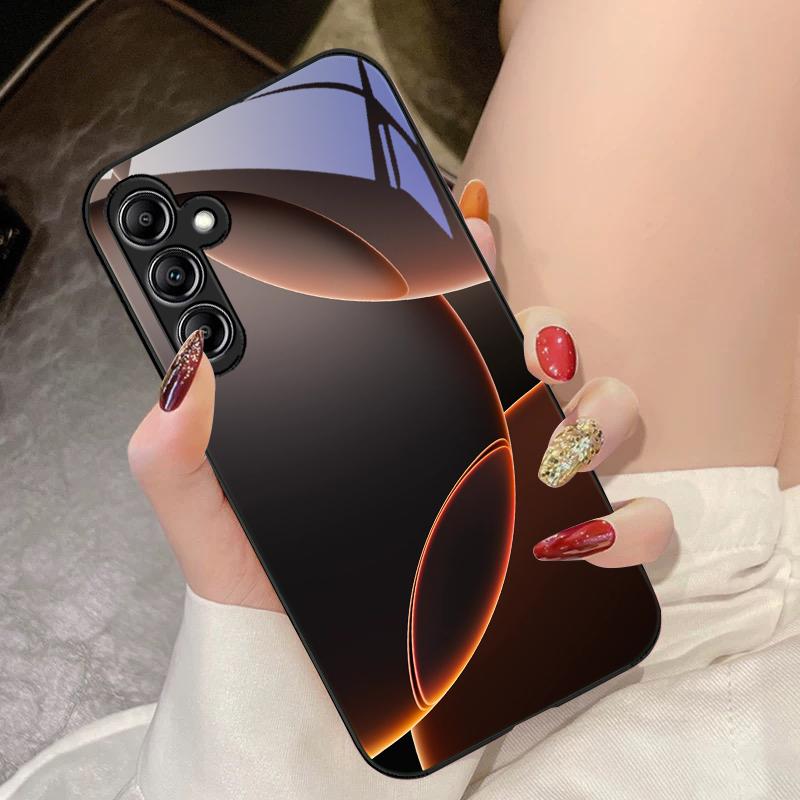 Geometric Semicircle For Samsung Galaxy A14 4G 20 30 52 20S 21S 22 A32 33 34 42 50 51 53 54 70 71 72 73 5G Glass Phone Case