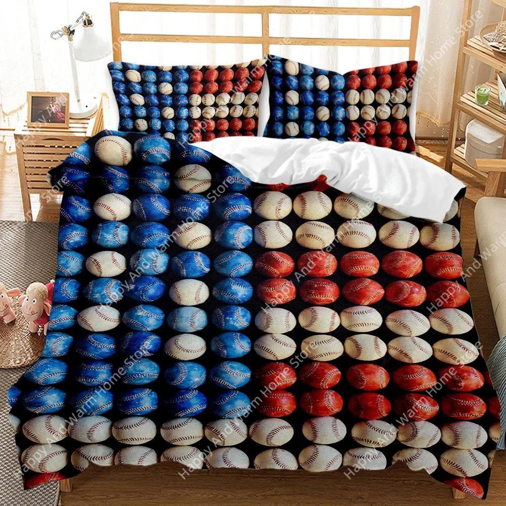 Ball Bettbezug Set Sportbälle Bettwäsche Set King Size Basketball Fußball Fußball Baseball Polyester Steppdeckenbezug Für Jungen Teenager