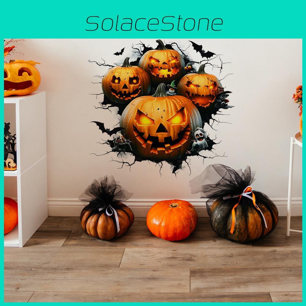 Spooky Wall Sticker Pvc Halloween Pumpkin Bat Sticker For Home Restaurant Decor