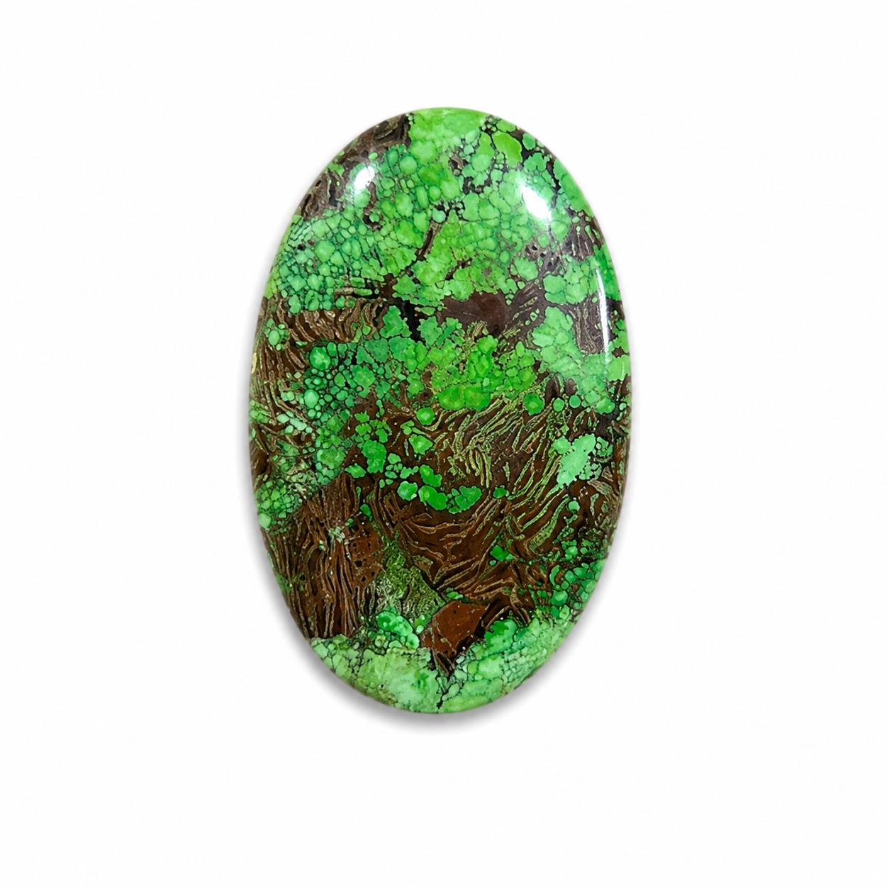 Green Turquoise Oval Cabochon | Statement Gemstone for Jewelry Making 30x38mm зелёный