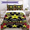 3pcs Rockstar logo pattern bedding set duvet cover set includes duvet cover &pillowcases, perfect all season bedroom decoration & gift