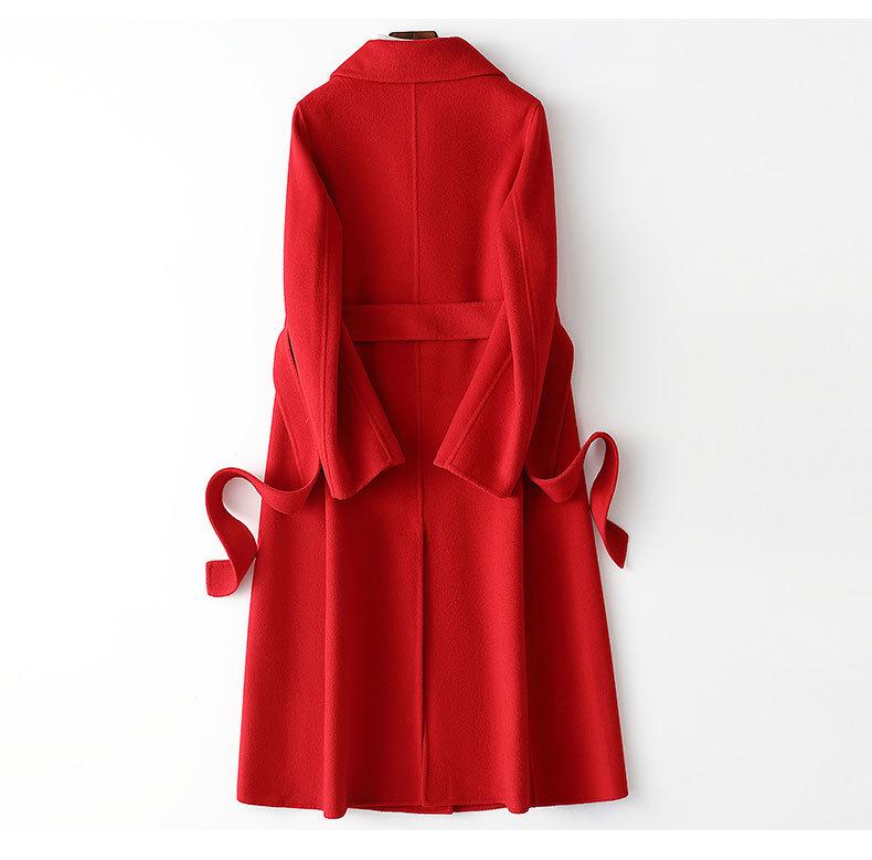 Hepburn-Style Women's Slim Fit Double-Faced Cashmere Wool Coat 2024