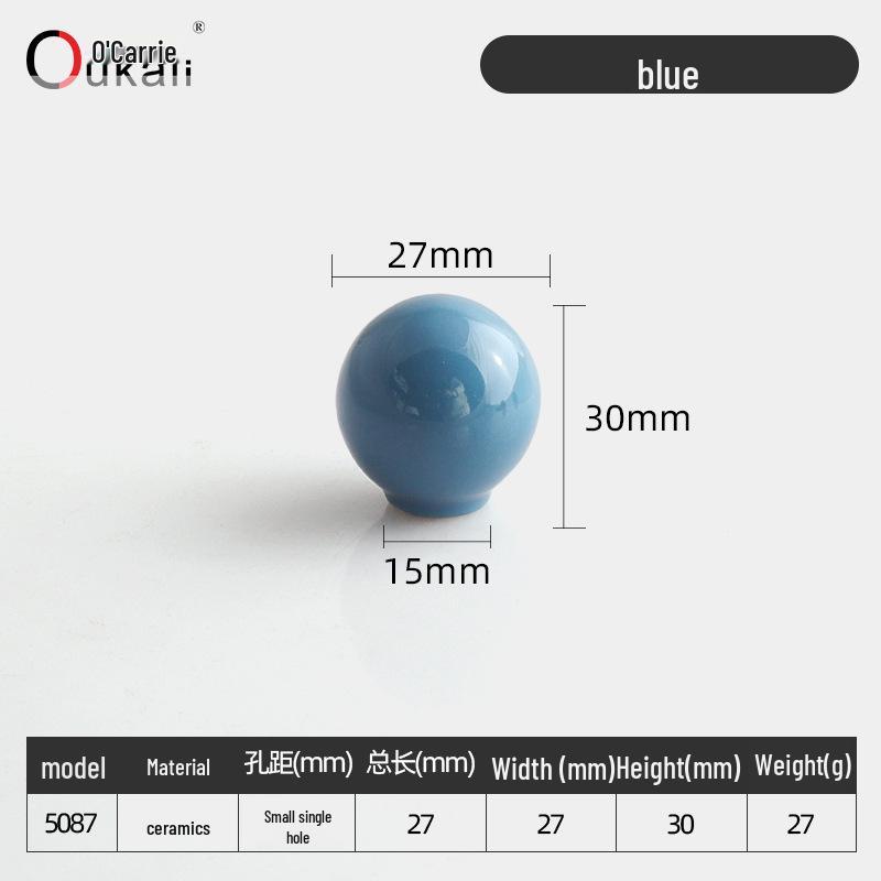 Colorful Ceramic Knob for Cabinets & Drawers - Round, Single Hole Design