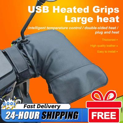Motorcycle Heated Handlebar Muffs 3 Levels Setting Motorcycle Heating Warm Muffs USB Charging Electric Heating Handlebar Gloves