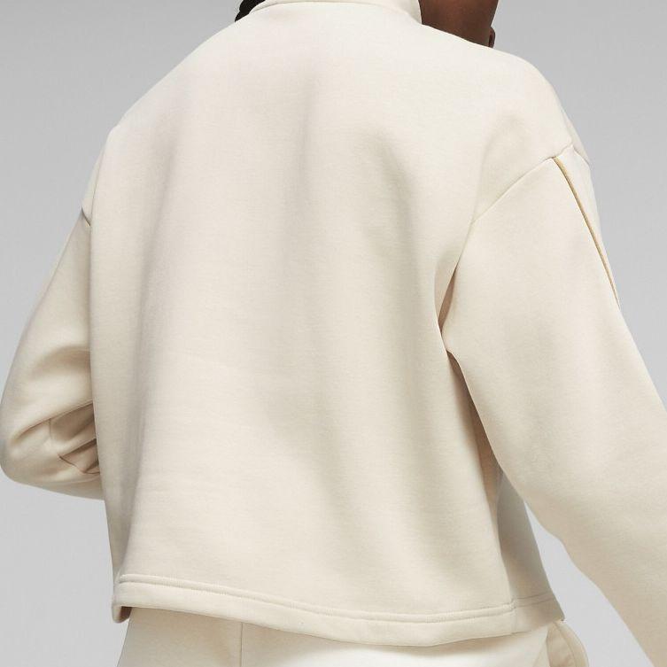 Puma Essentials+ Minimal Gold Half-Zip Mock Neck Fleece Sweatshirt Women Sweatshirt White 680020-87