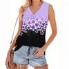 Dámský módní ležérní letní top bez rukávů s výstřihem do V a květinovým potiskem