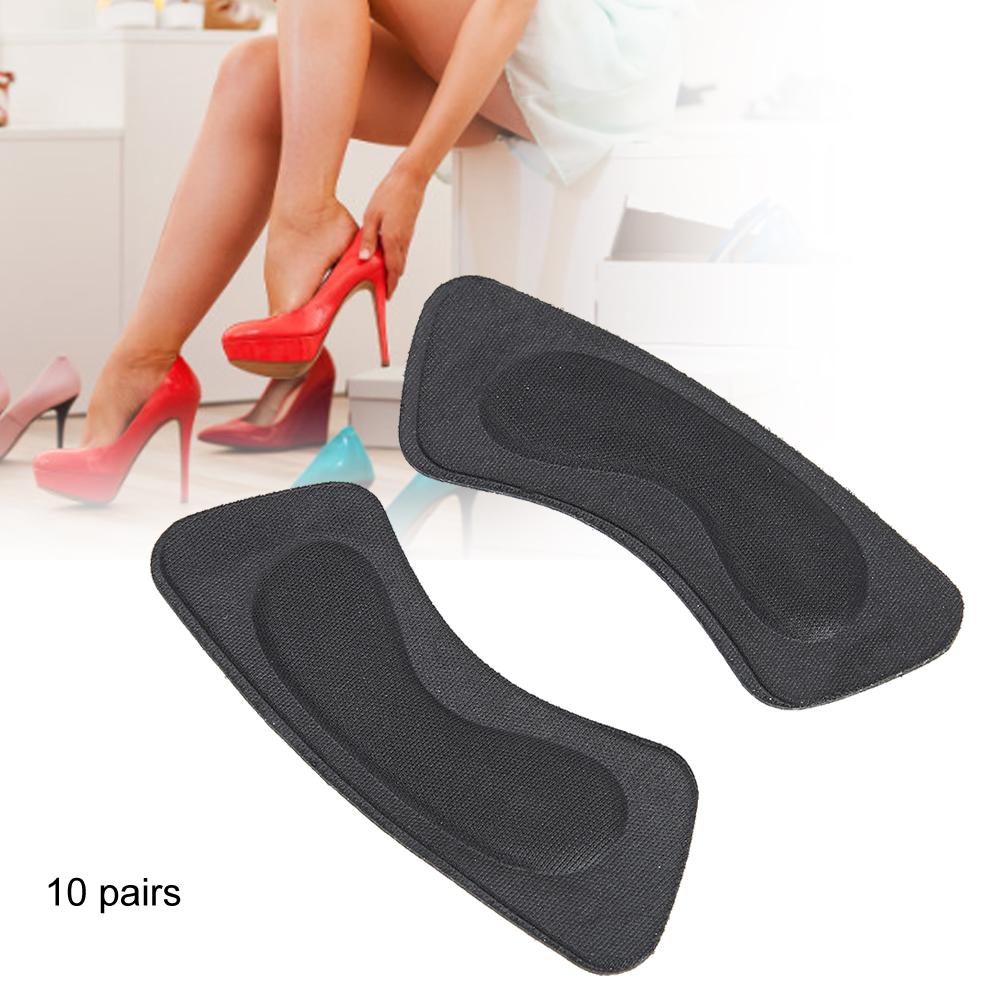 10 párů houbičkových nálepek na paty šetrných k pokožce, nálepky na paty, náplasti na přední část chodidla pro péči o nohy (Černá)