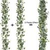 Artificial Eucalyptus Leaves Greenery Garland Faux Plant Spring Vines with White Flower Berries for Wedding Home Party Decor