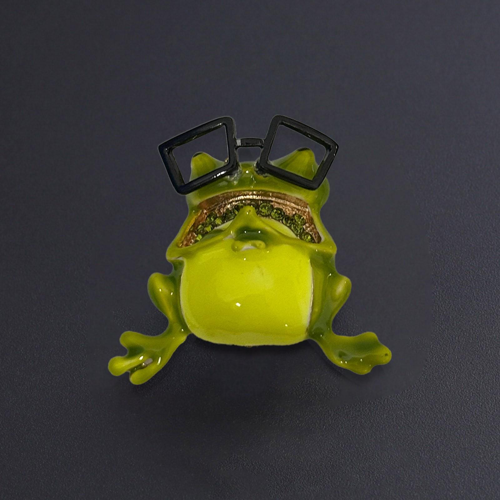 Cute Oil Dripping  Wearing Glasses Brooch Cartoon Clothing Accessories Pin Jewelry One Size зелёный