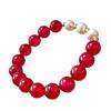 Retro Natural Pigeon Blood Red Chalcedony Agate Freshwater Pearl Bracelet Bracelet Basic Commuter Model