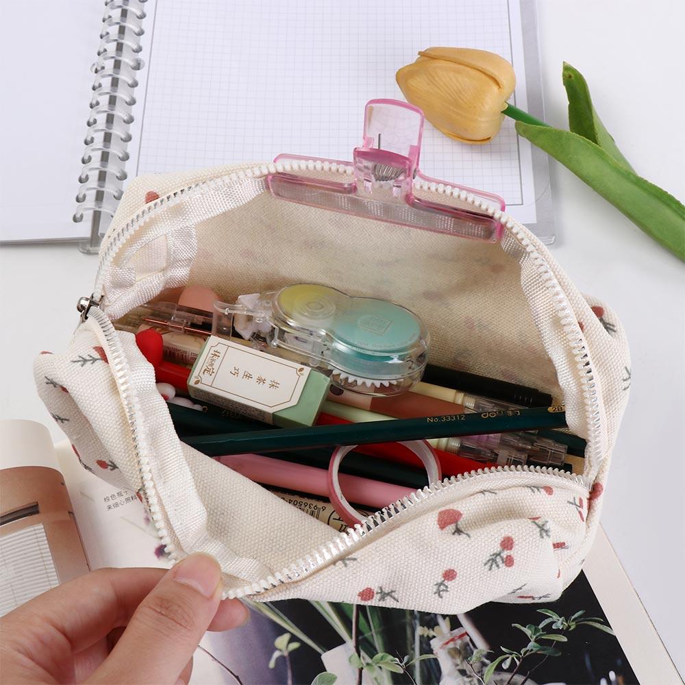 Small Flowers Pencil Cases Storage Bags Pen Bag Office Accessories Floral Pencil Bag  Makeup Bag