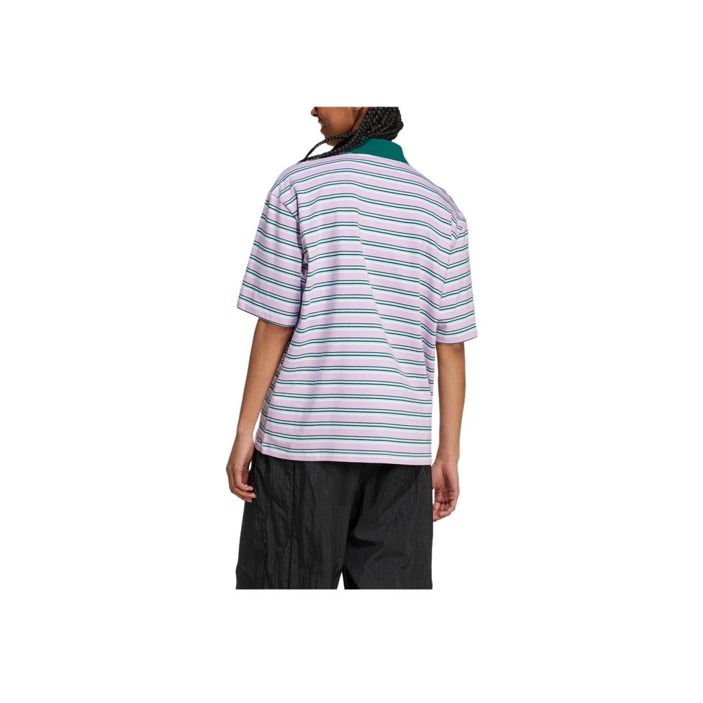 Adidas Striped Comfortable Casual Short Sleeve Polo Shirt Women Polo Shirts Light-Purple JC6165
