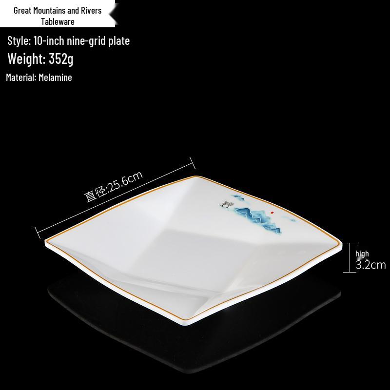 Melamine Square Imitation Porcelain Plate for Hot Pot & Cold Dishes - Commercial Fast Food & Restaurant Tableware