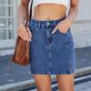 Damen Hoher Bund Bodycon Mini-Jeansrock Streetstyle Seitenschlitz Denim Minirock
