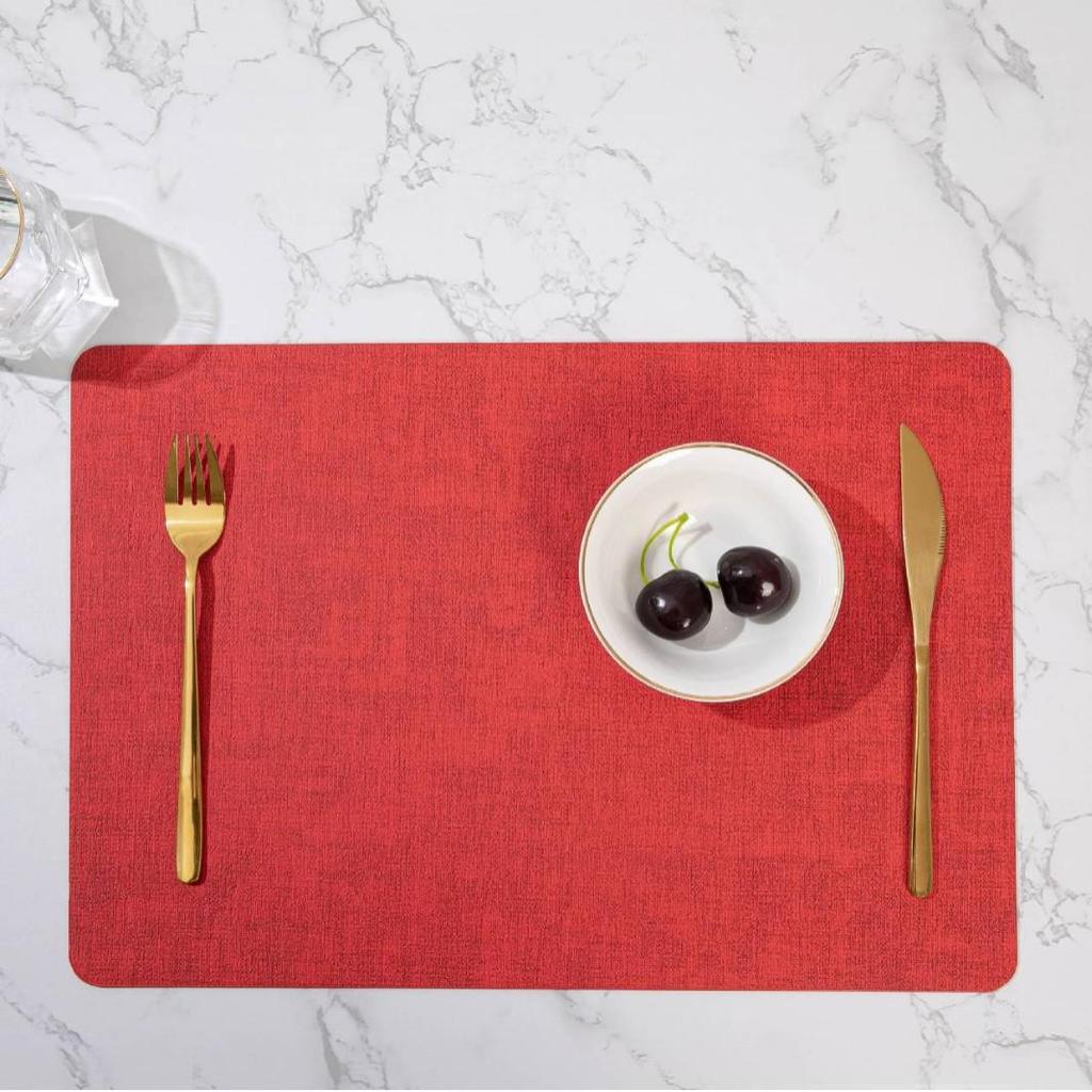 Nordic Minimalist Double-Sided Leather Placemat - Creative PU, Waterproof, Heat-Resistant.