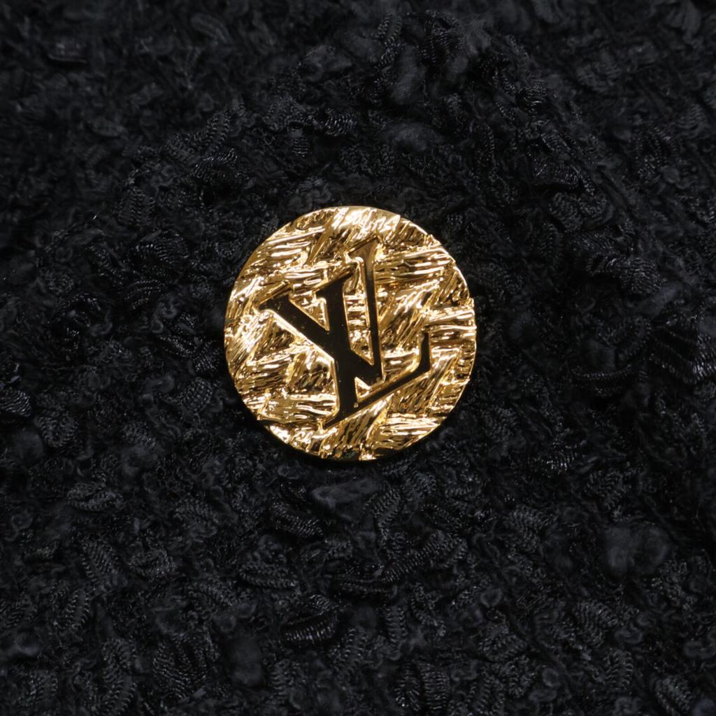 LOUIS VUITTON Domestic regular 24Stainless Steel FQRO06 gold button double-breasted tweed mini dress dress 36 blackUsed