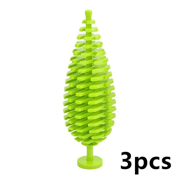 Tree Flower Grassland Natural Forest Plant 3Pcs Building Blocks Pine Bush Plant Cypress Accessories Jungle Adventure 3778 Toys