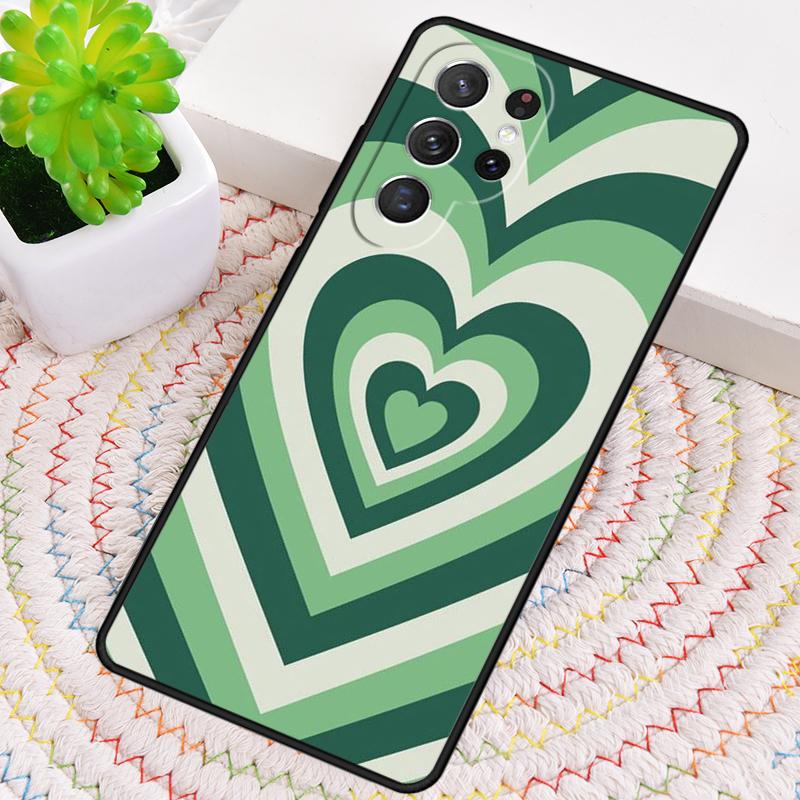 green Heart Circle Silicone Phone Case For Samsung Galaxy note 10 pro S26 S25 S24 S23 S22 S21 Plus S25Ultra Capa Cover