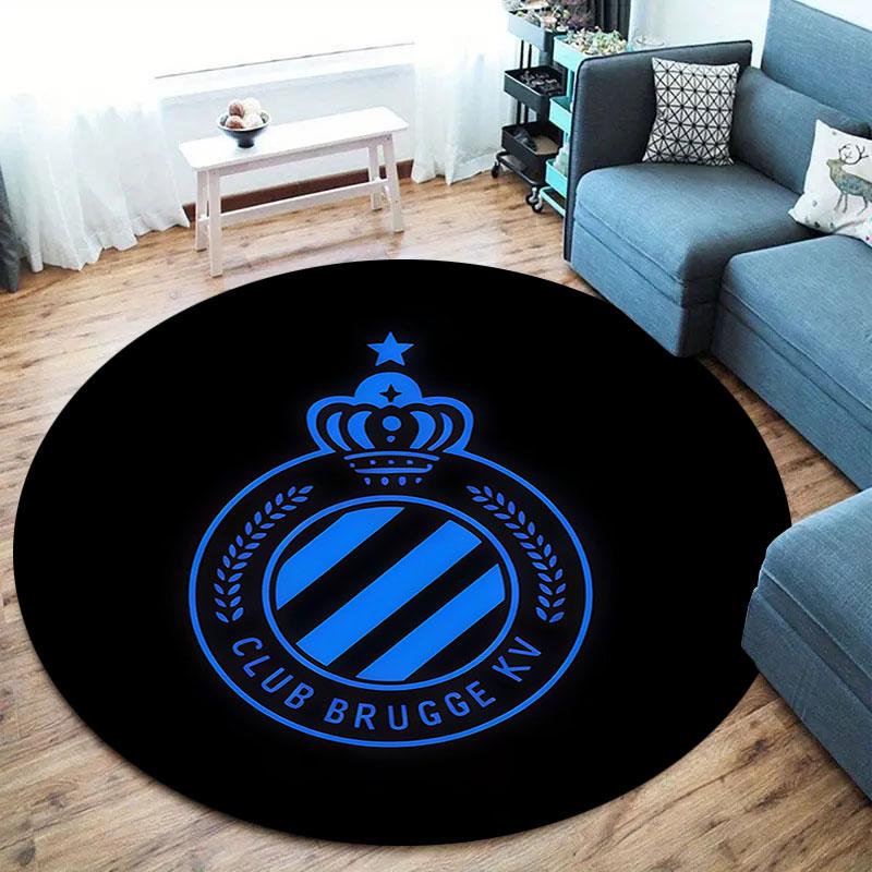Club Brugge KV Round Area Rug,Carpet Rug for Living Room Bedroom Sofa Playroom Decor,Non-slip Floor Mat