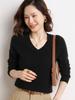 Autumn/Winter 2026 Women's V-Neck Cashmere Sweater: Loose Fit, Elegant Slimming Pullover.