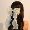 Elegant Large Bowknot Hair Clip For Women French Design Long Tail Tulle Hair Styling Accessories for Everyday Wear