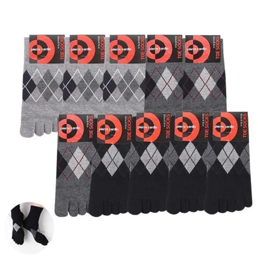 (Pierre Cardin) Men s Fashion Toe Socks 10 Pairs Argyle Cuffs Agaric 10-legged/26cm