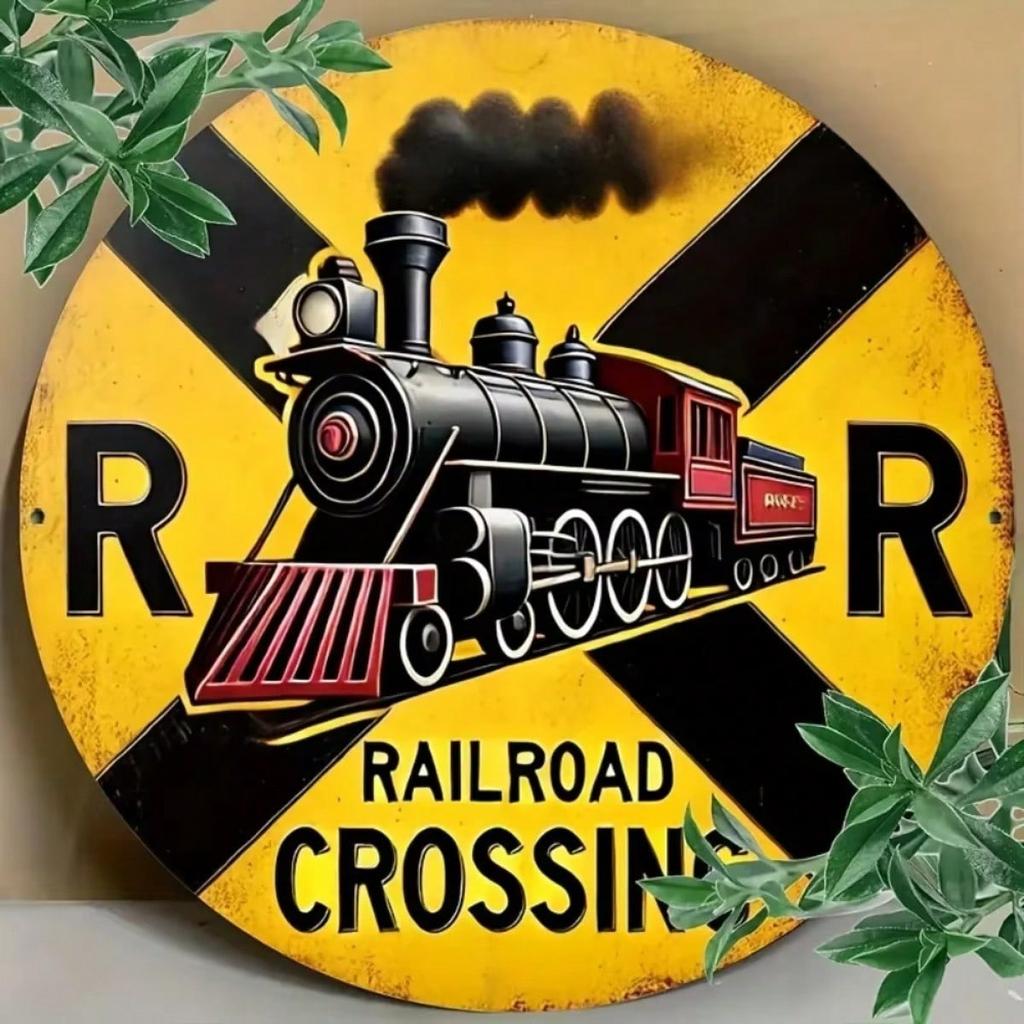 Retro Metal Train Wall Art Antique Aluminum Carving Home Man Cave Decor