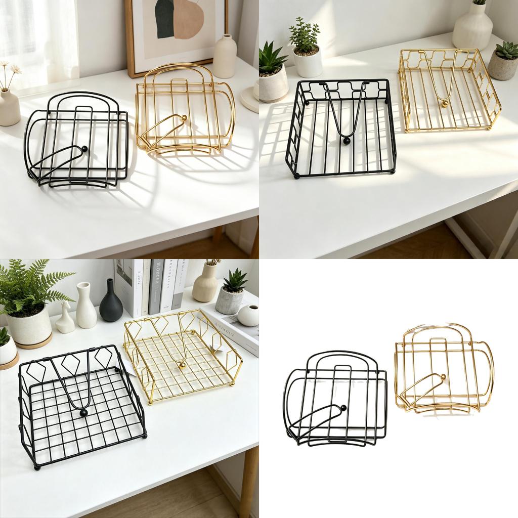 Iron Napkin Holder With Electroplated Finish For Hotel And Cafe Table Decor