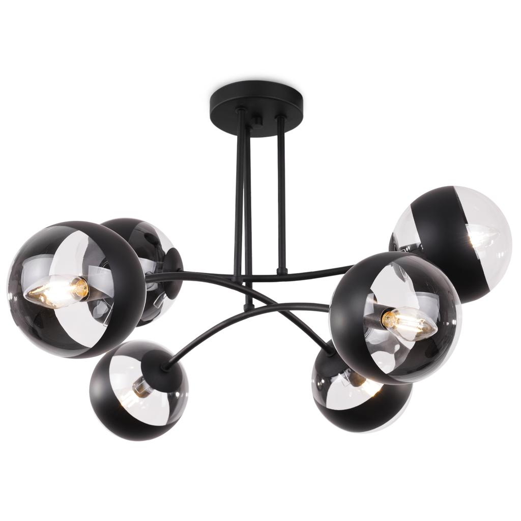 Toledo Black Ceiling Lamp 6-Flat Black Lampshade E14